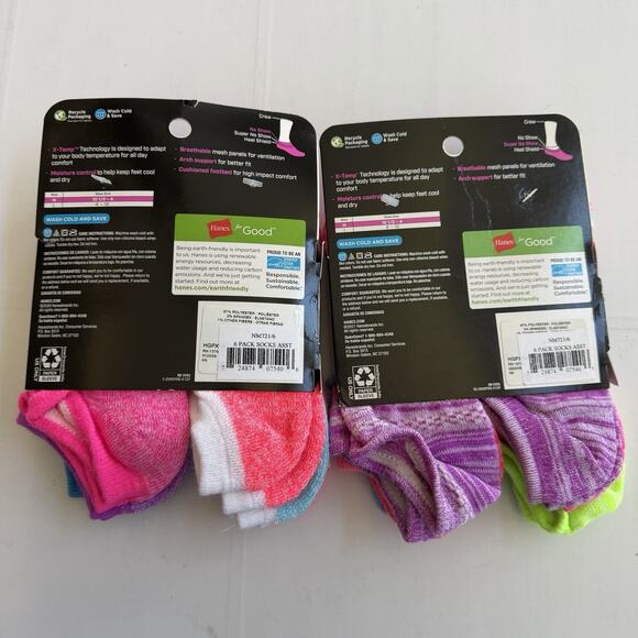 New HANES (12 Pair) Premium Performance Super/No Show Socks Girls Size 10.5-4 - Picture 2 of 8